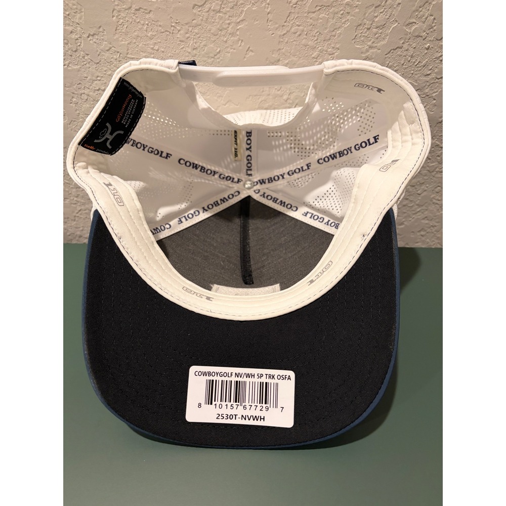 Hooey Cowboy Golf Navy White Snapback Hat Odessa Fabric Flexfit 110 2530T-NVWH - Picture 5 of 6